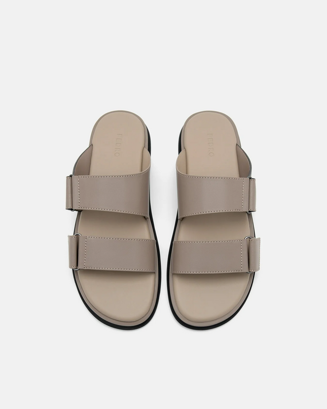 Velcro Slide Sandals - Taupe