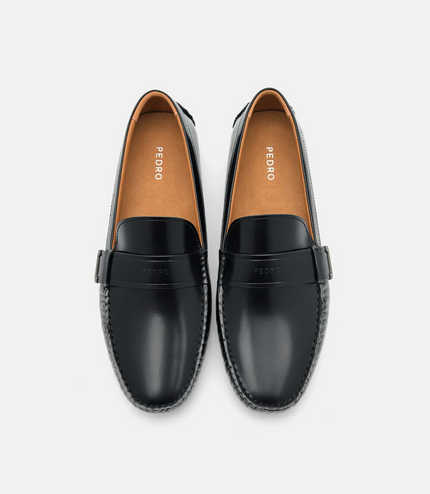 Leather Penny Driving Shoes - Black