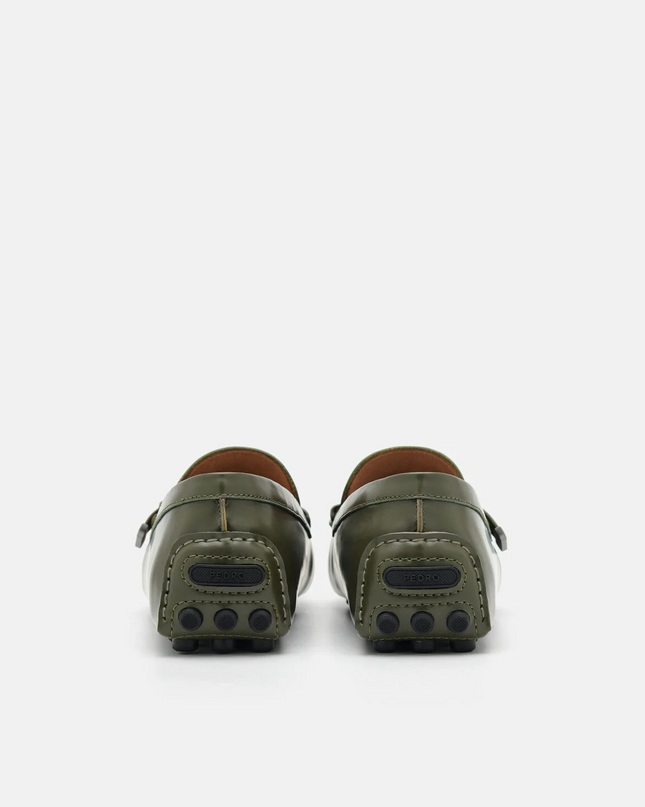Leather Penny Driving Shoes - Military Green