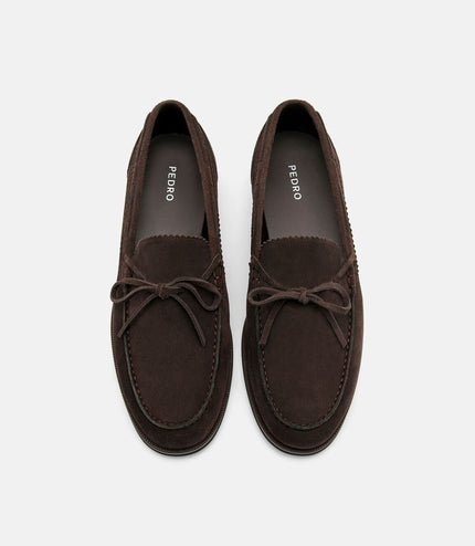 Leather Bow Loafers - Dark Brown