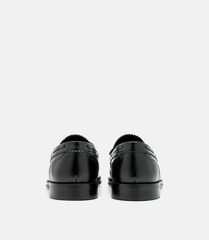 Leather Bow Loafers - Black