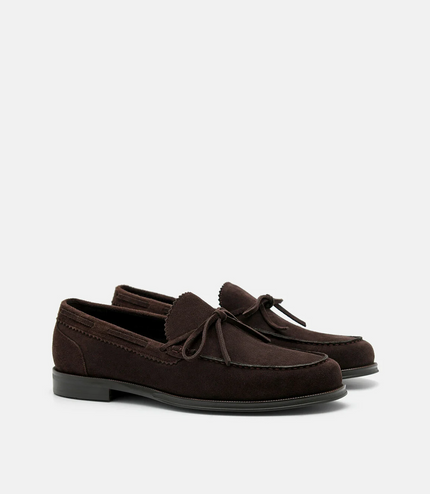 Leather Bow Loafers - Dark Brown
