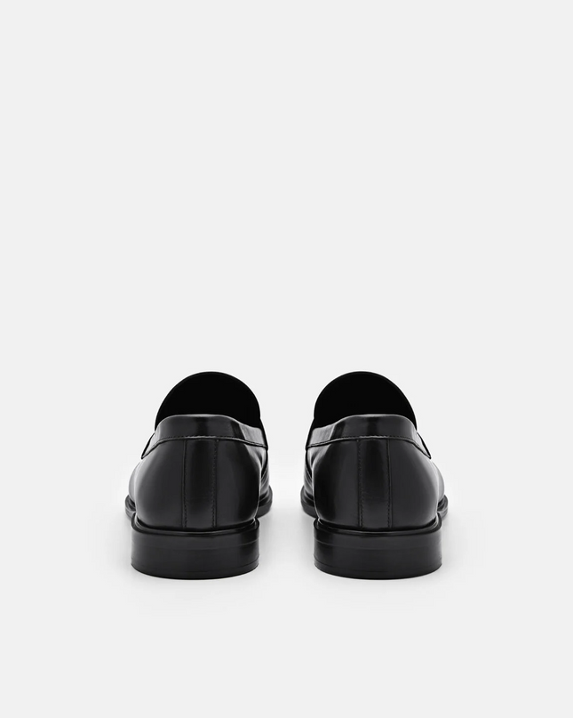 Burnished Leather Penny Loafers - Black