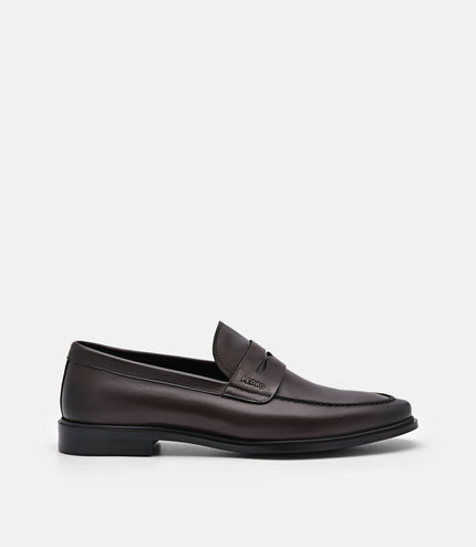 Burnished Leather Penny Loafers - Dark Brown