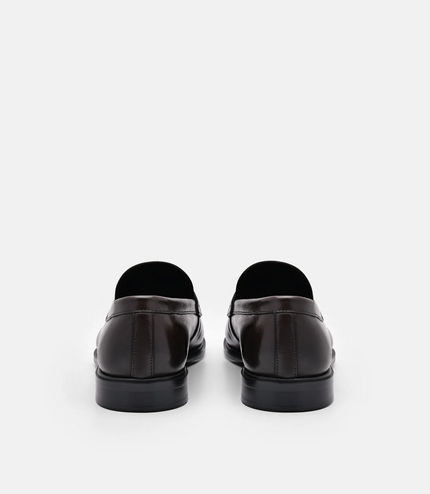 Burnished Leather Penny Loafers - Dark Brown