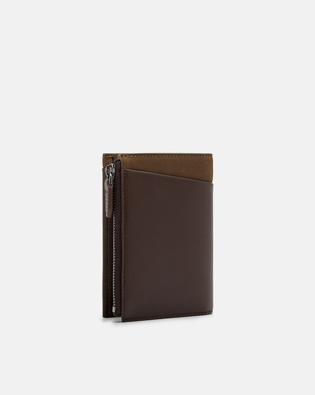 Leather Bi-Fold Card Holder - Dark brown