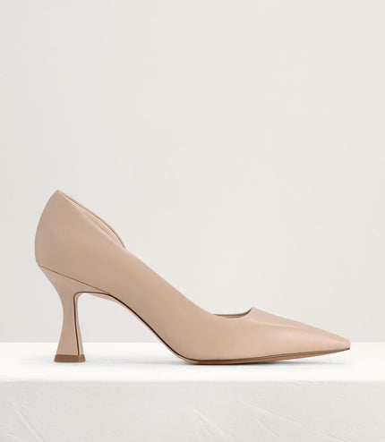 Geometric Heeled Leather Pumps
