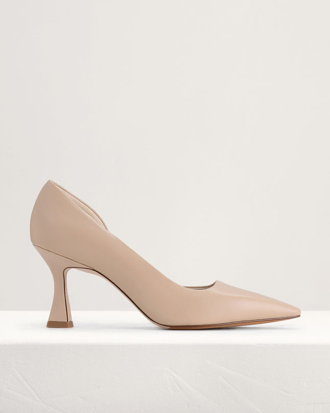 Geometric Heeled Leather Pumps