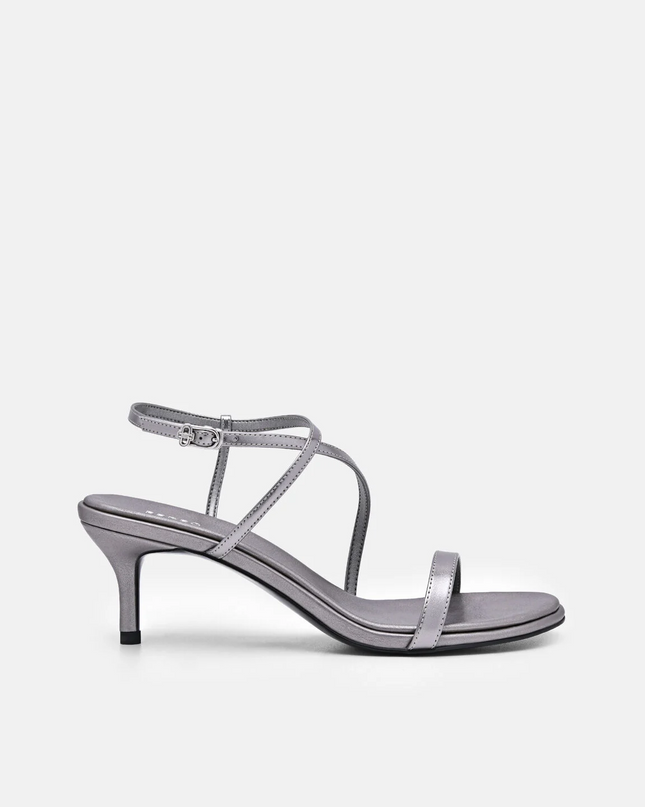 Strappy Heel Sandals - Pewter
