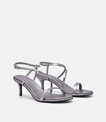 Strappy Heel Sandals - Pewter