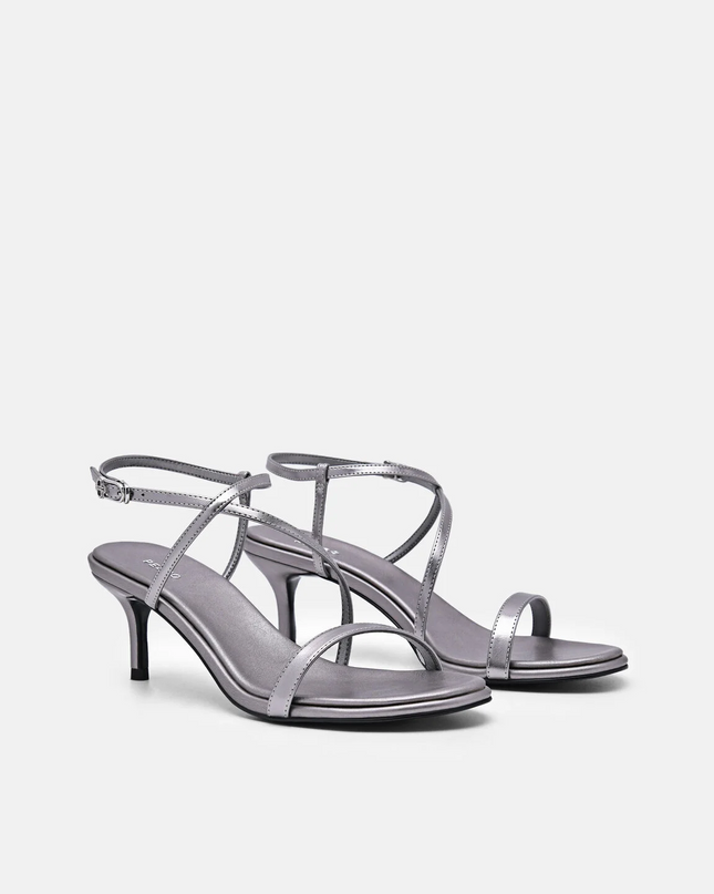 Strappy Heel Sandals - Pewter