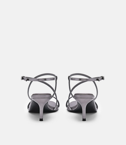 Strappy Heel Sandals - Pewter