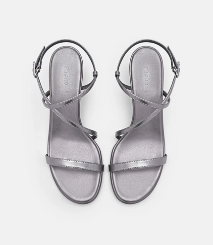 Strappy Heel Sandals - Pewter