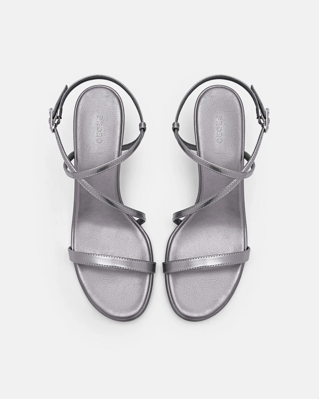 Strappy Heel Sandals - Pewter