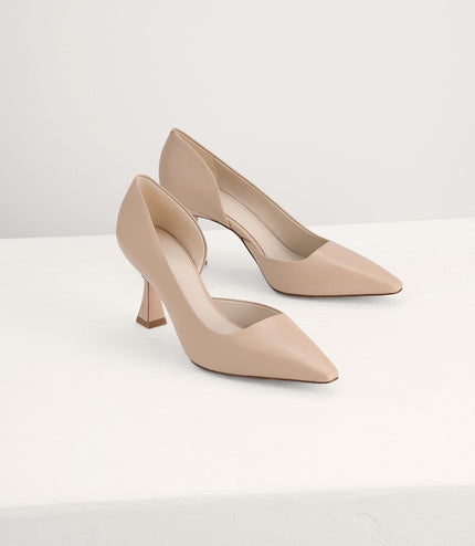 Geometric Heeled Leather Pumps