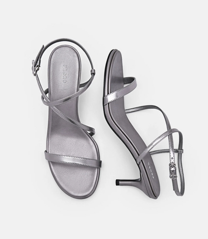Strappy Heel Sandals - Pewter