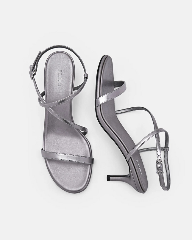 Strappy Heel Sandals - Pewter