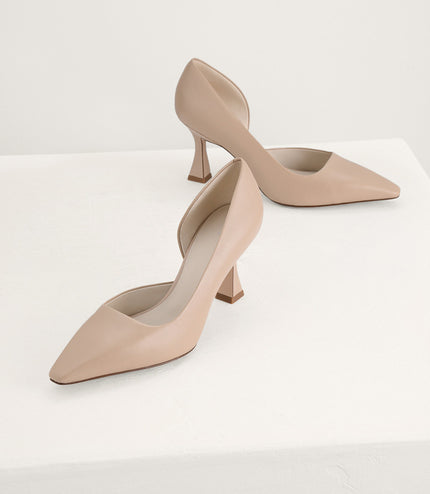 Geometric Heeled Leather Pumps