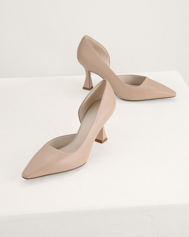 Geometric Heeled Leather Pumps