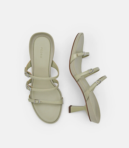 Helix Heel Sandals - Olive