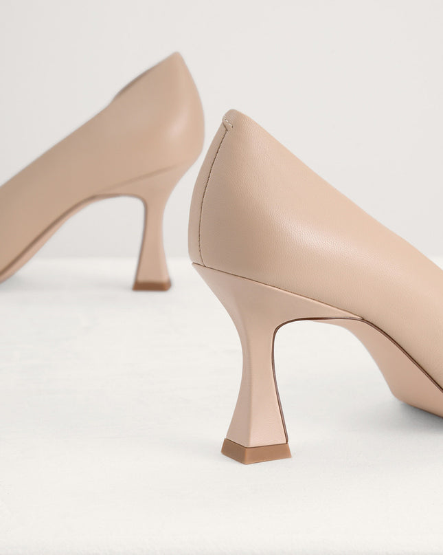 Geometric Heeled Leather Pumps