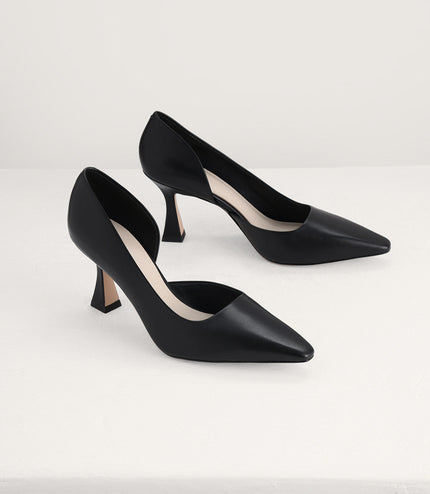 Geometric Heeled Leather Pumps