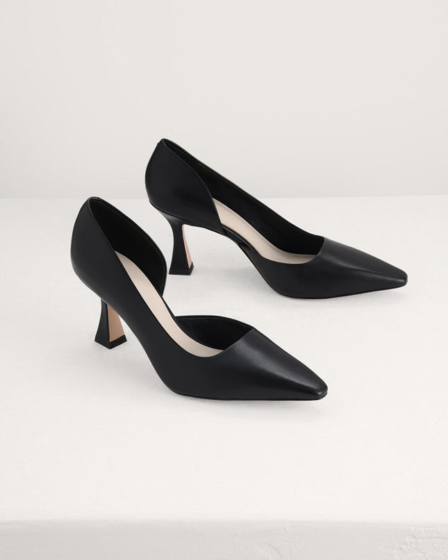 Geometric Heeled Leather Pumps