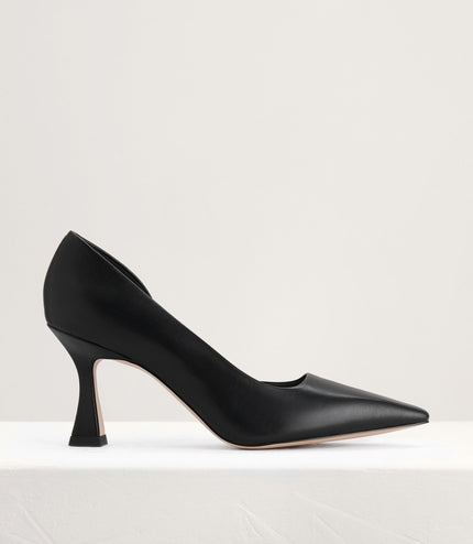 Geometric Heeled Leather Pumps