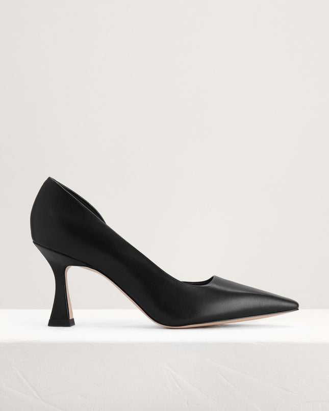 Geometric Heeled Leather Pumps