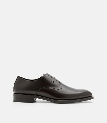 Boxed Leather Derby Shoes - Dark Brown