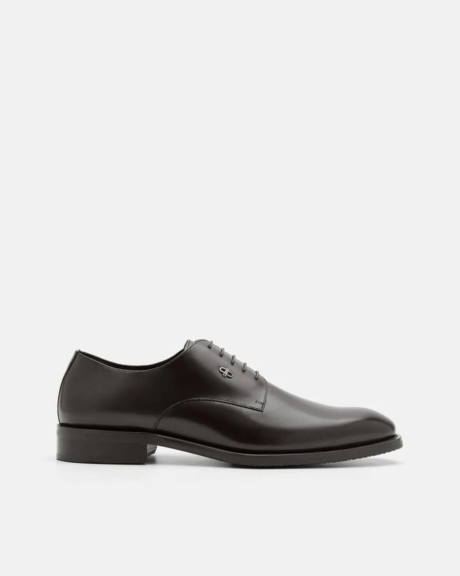 Boxed Leather Derby Shoes - Dark Brown