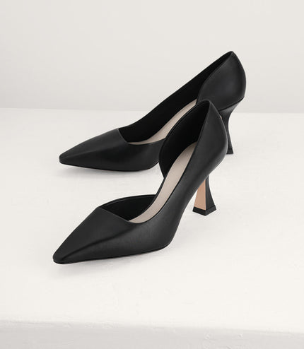 Geometric Heeled Leather Pumps