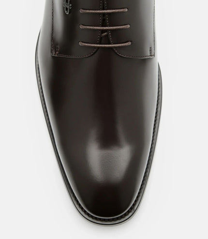 Boxed Leather Derby Shoes - Dark Brown