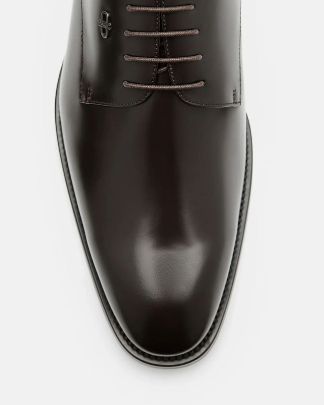 Boxed Leather Derby Shoes - Dark Brown