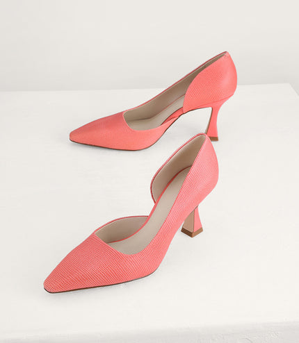Lizard-Effect Leather Pumps