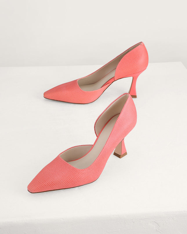 Lizard-Effect Leather Pumps