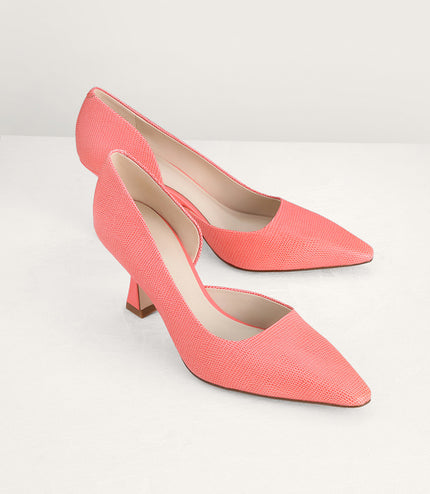 Lizard-Effect Leather Pumps