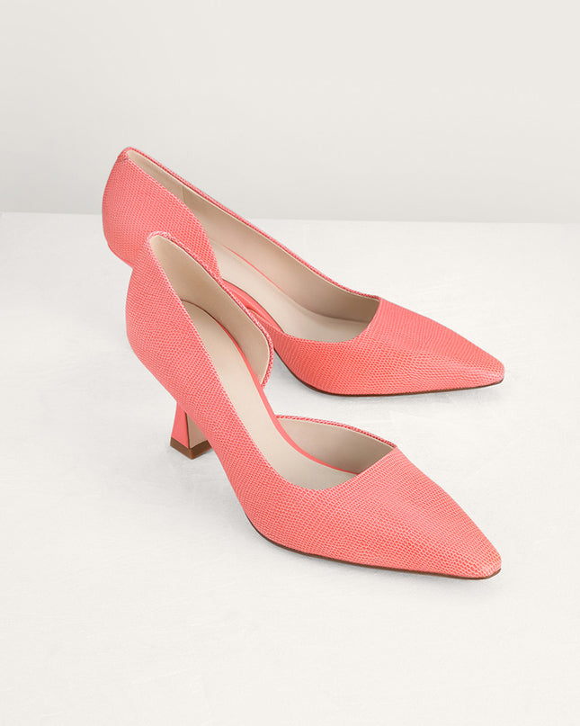 Lizard-Effect Leather Pumps