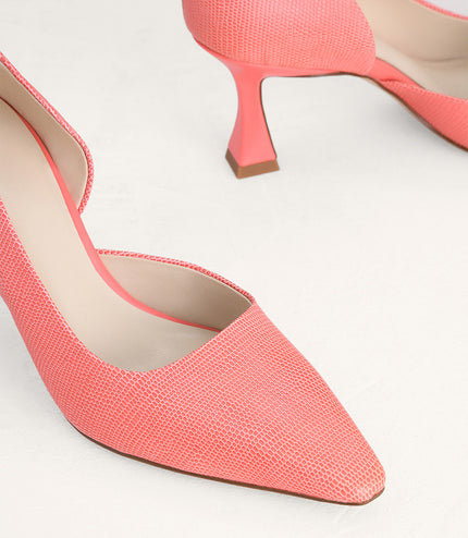 Lizard-Effect Leather Pumps