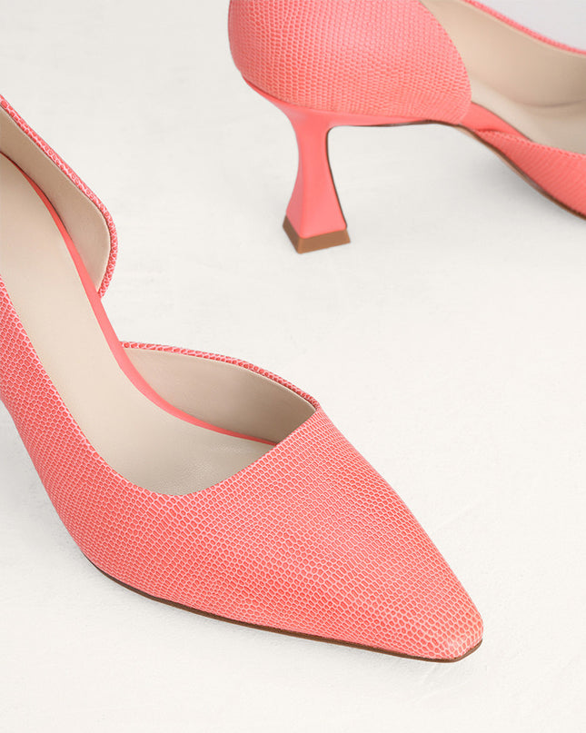 Lizard-Effect Leather Pumps