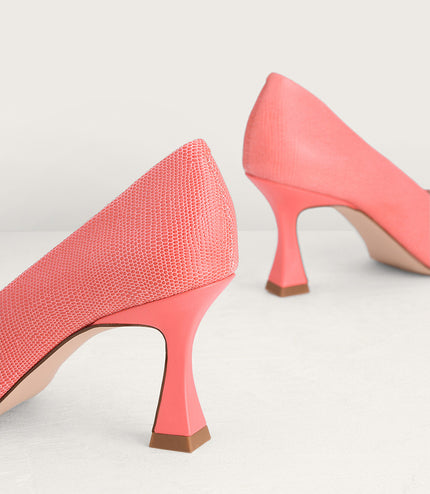 Lizard-Effect Leather Pumps