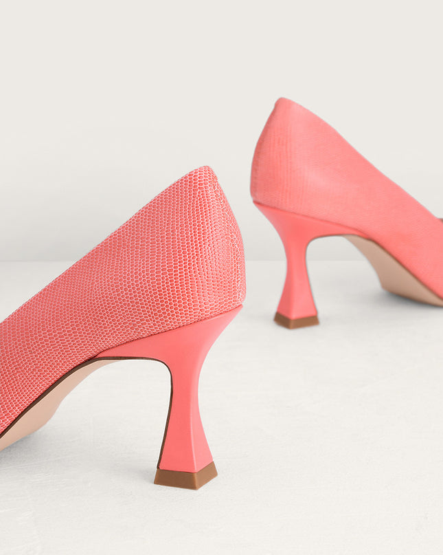 Lizard-Effect Leather Pumps