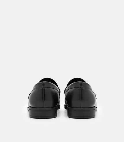 Altitude Embossed Leather Loafers - Black