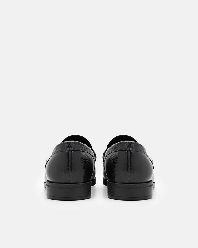 Altitude Embossed Leather Loafers - Black