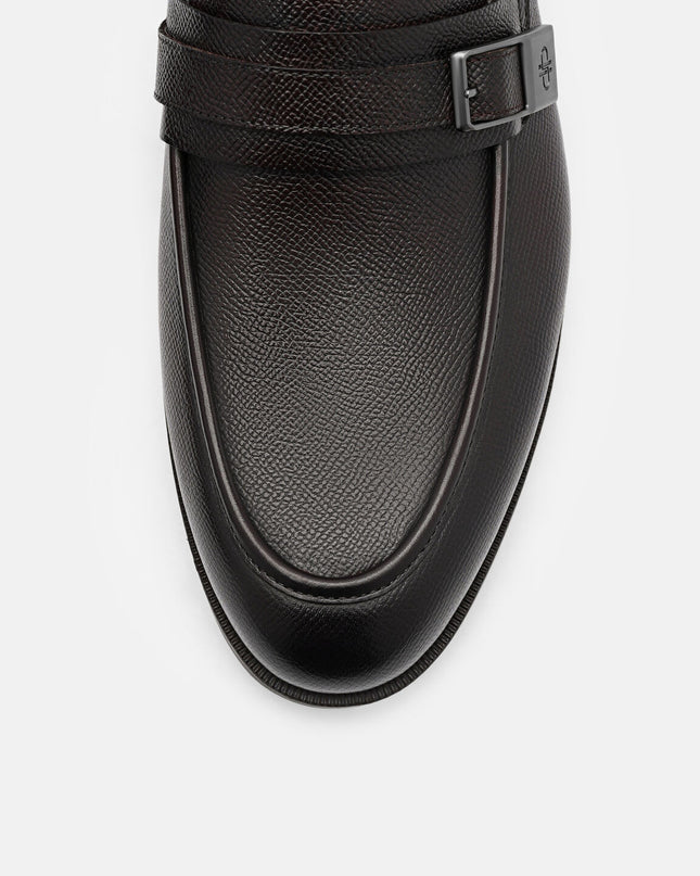 Altitude Embossed Leather Loafers - Dark Brown