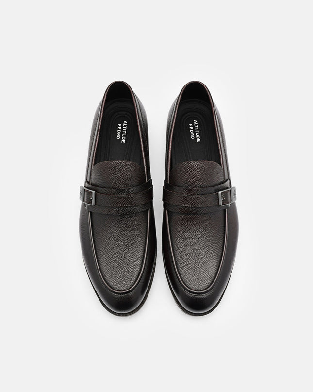 Altitude Embossed Leather Loafers - Dark Brown