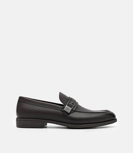 Altitude Embossed Leather Loafers - Dark Brown