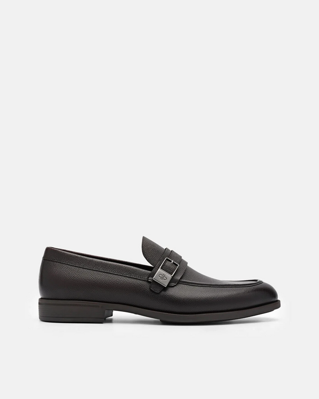Altitude Embossed Leather Loafers - Dark Brown