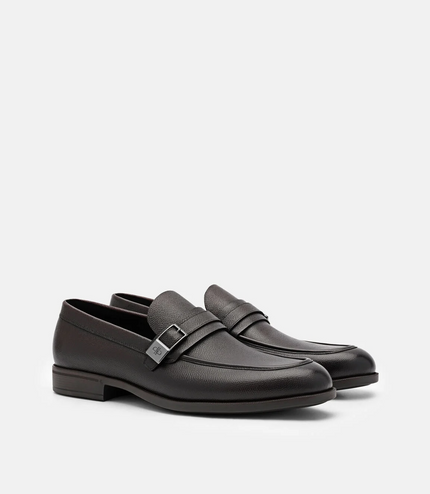 Altitude Embossed Leather Loafers - Dark Brown