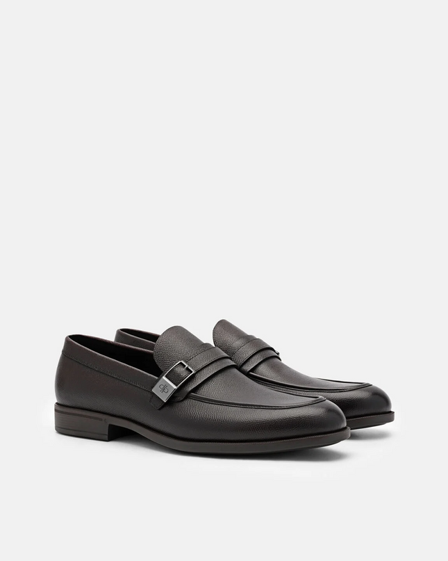 Altitude Embossed Leather Loafers - Dark Brown